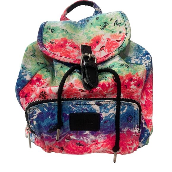 VS Pink Floral Mini Backpack Rainbow Tie Dye Festival Bag Y2K Coquette NWOT - Picture 2 of 6